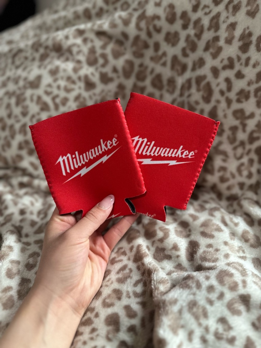 Milwaukee Red Beer Can Coolers Set of 2